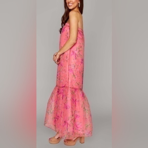 Buddy Love Dayton Floral Strapless Mermaid Maxi Dress in Pink - S - Picture 2 of 12